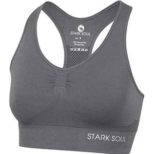 STARK SOUL Bra Light Support dames sportbeha, tweelaags, maat S, M en L, Donkergrijs