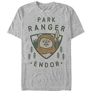 Star Wars Park Ranger Organic T-shirt à Manches Courtes Unisexe Adulte, gris, M