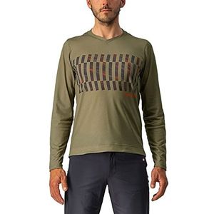 CASTELLI Trail Tech LS T-shirt long homme, Olive Green/Dark Gray-Orange R, XS