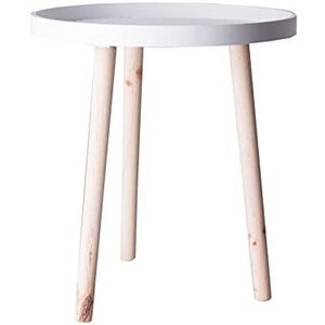 Lastdeco Decoratieve bijzettafel, ronde houten tafel voor woonkamer of eetkamer, tafelblad, afneembare salontafel, Nordic stijl, wit, 40 x 40 x 44 cm
