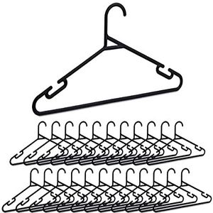 Relaxdays kledinghangers zwart - set van 24 - kleerhangers plastic - dunne broekhangers