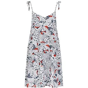 Emporio Armani Swimwear Maxi-jurk voor dames met modal-print, Witte Abstract Pr