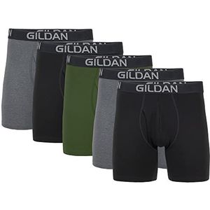 Gildan Set van 5 boxershorts voor heren, katoen, stretch, donkergrijs/zwart, maat XL, Donkergrijs/zwart