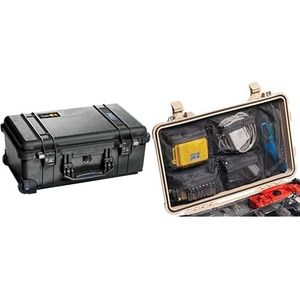 PELI 1510 Professionele trolleykoffer, schokbestendig, waterdicht en stofdicht, IP67, inhoud 27 l en 1519 dekseltas, accessoires voor de originele Peli Protector koffer