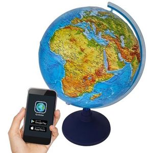 alldoro Smartphone-app IQ LED-lamp zonder kabel, reliëf, geografische wereldkaart en politiek verlicht, voor kinderen vanaf 3 jaar, 68610, Globe Lexi 3D Ø 32 cm, Globus