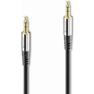 Premium Aux-kabel, 1 m, 3,5 mm jackstekker, geschikt voor iPhones, iPads, smartphones, tablets, pc's, auto's en andere stereo-apparaten, zwart