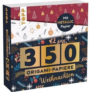 350 Origami-papieren - Kerstmis: vouwpapier (14 x 14 cm, 80 g/m²), 25 designs, 50 met metaalfolie, 20 basiscursussen, zachte omslag