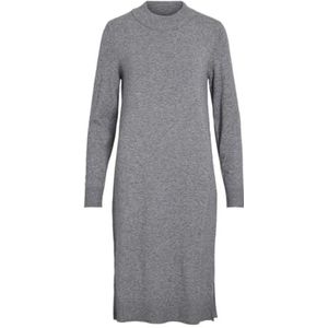 VILA Viril Crew Neck L/S Midi Dress - Noos Damesjurk, Medium grijs mengsel.