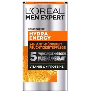 L'Oréal Men Expert Hydra Energy Gezichtsverzorging voor mannen, 24H, anti-vermoeidheidscrème met guarana en 4 x meer vitamine C Hydra Energy 24H, anti-vermoeidheid, 1 x 50 ml