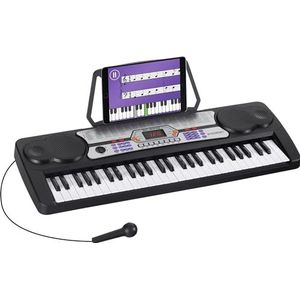 McGrey BK-5410 Pianotoetsenbord met microfoon en muziekstandaard, elektronisch toetsenbord met 54 toetsen, mini-digitale piano met 100 geluiden en 100 ritmes en leerfunctie