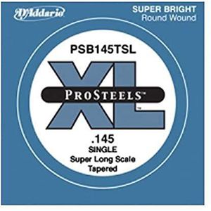 D'Addario PSB145TSL ProSteels enkele snaar basgitaar, extra lang, 145 pick-up