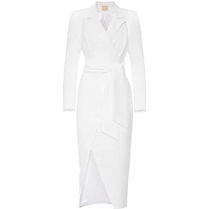 Swing Fashion Moss Elegante midi-jurk voor dames, feestelijke jurk, avondjurk, bruiloftsjurk, baljurk, cocktailjurk, lange mouwen, wit, M, Wit