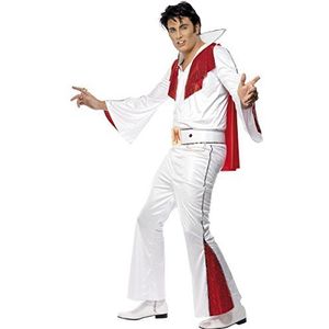 Smiffys Licenciado Oficialmente kostuum Elvis wit met hemd, broek, cape en riem