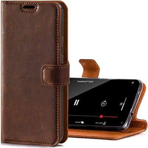 SURAZO apple iphone 11 pro hoesje iphone 11 pro hoesje tv RFID nubuk hoesje leer glad leer vintage wallet case