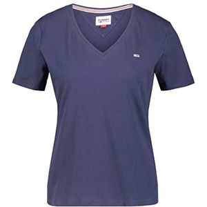 Tommy Hilfiger Heritage V-nk T-shirt voor dames, Navy Blauw