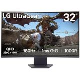 LG 32GS60QC-B Ultragear Monitor, 32 inch QHD, 2560 x 1440, VA-paneel, 16:9, HDMI, 1ms, 180Hz, FreeSync, universele connectiviteit, kleur paars grijs