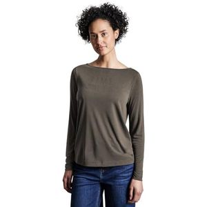 Street One A322600 Dames-T-shirt met zijde-look, Muddy bruin