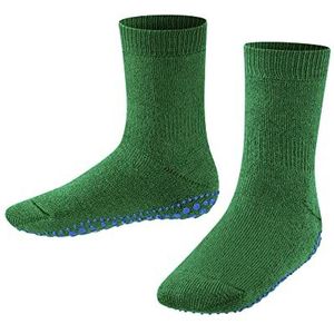 FALKE Unisex Kids Catspads Slipper Sok Katoen Merino Wol Zwart Grijs Meer Kleuren Gewatteerde Dikke Warm Thuis Kalf Sokken Met Siliconen Noppen Op Zool Voor Verbeterde Grip 1 Paar, Green (Grass Green 7290)