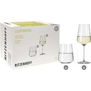 RITZENHOFF Lichtweiss 6111001 wittewijnglas kristalglas 6 stuks + 6 vaatwasserbestendige waterglazen in geschenkdoos