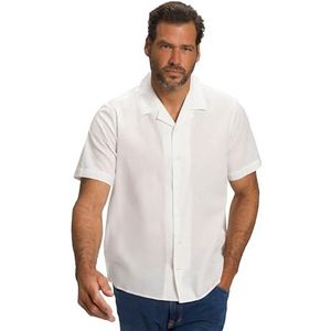 JP 1880 Heren grote maten L-8XL hemd van linnenmix, korte mouwen, Cubaanse kraag, Modern Fit 805724, Vanille, 3XL, Vanille