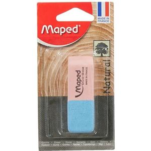 Maped - Duo-Gom medium gum - natuurlijk rubber zonder PVC - roze en blauw - FSC-gecertificeerd - verpakking van 100% recyclebaar papier