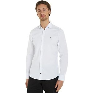 Tommy Hilfiger Sf Stretch Micro Print Shirt Cl Overhemden Heren, optisch wit/lichtblauw