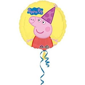 Amscan Peppa Pig 3190901 folieballon, rond, geel, 1 stuk