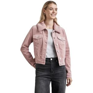 Street One Veste en velours côtelé pour femme avec col en peluche, Rose pétale poussiéreuse, 40