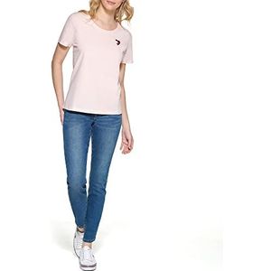 Tommy Hilfiger Dames T-shirt met hartvlag, roze hart ballerina, M, Roze hart ballerina