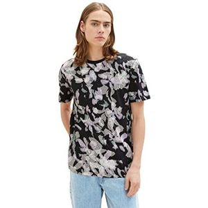 Tom Tailor Denim T-shirt voor heren, 31336 - Dark Abstract Flower Print, M, 31336 - Dark Abstract Flower Print