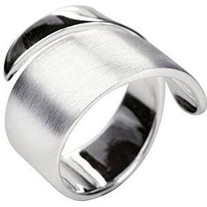 SILBERMOOS XL XXL damesringen in grote maten - diagonale open ring - matte en glanzende puntige punten - maat 64, 66, 68, 70 - 925 sterling zilver, Sterling zilver, Niet van toepassing