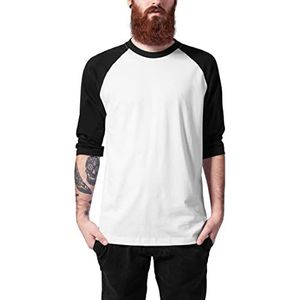 Urban Classics Contrast Raglan Tee T-shirt met 3/4 mouwen voor heren (1 stuk), Wit/Zwart