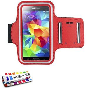 Muzzano Sportarmband voor Samsung Galaxy S4 [Tonic All S] [rood] + stylus en reinigingsdoekje - ultieme bescherming voor uw Samsung Galaxy S4