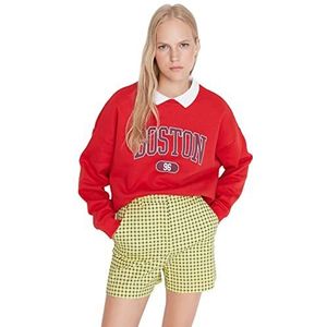 Trendyol Oversize sweatshirt dames effen polokraag rood S, Rood