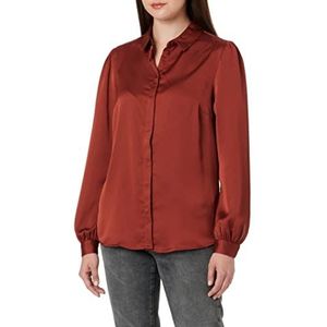 Vila T-Shirt Viellette Satin L/S-Noos Blouse, Fired Brick, 36 Dames, Fired Brick, 36, Fired Brick