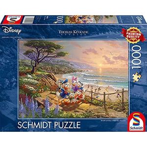 Schmidt Spiele 59951 Thomas Kinkad - Disne - Donald en Daisy Op Het Stran - Puzzel van 1.000 Stukje