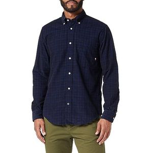 Tommy Hilfiger Klein fluwelen tartan overhemd Rf casual overhemden voor heren, Marineblauw/meerkleurig koolstof