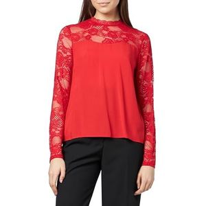 Vero Moda VMRUSK LS WVN GA Haut à col rond, Rouge Mars, L