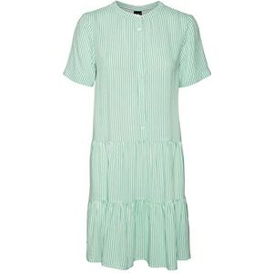 Vero Moda Vmbumpy Ss Short Dress Wvn Noos Damesjurk, Sneeuwwitje / strepen: jade crème