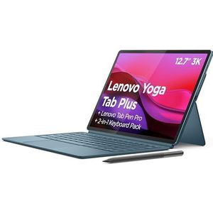 Lenovo Yoga Tab Plus Tablet 12,7 inch 3K (Qualcomm Snapdragon 8 Gen 3, 16 GB RAM, 256 GB UFS 4.0, 144 Hz, Wi-Fi 7, Bluetooth 5.4, Android 14) Tidal Teal met toetsenbord + stylus