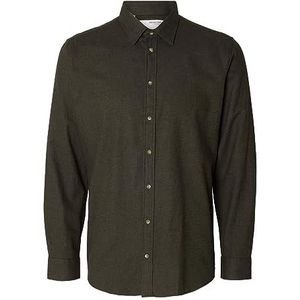 SELECTED HOMME Slhslimowen Flannel Shirt Ls Noos Herenhemd, Bruin