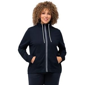 Ulla Popken Sweatshirt, opstaande kraag, kangoeroezakken, trainingspak voor dames, Marinier