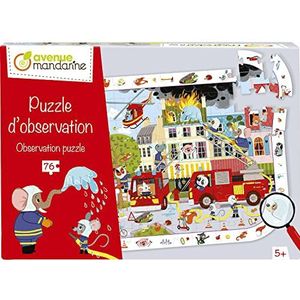 AVENUE MANDARINE - Kinderpuzzel - Observatiepuzzel over het thema brandweer - Zoeken en vinden - 76 stukjes - Poster inbegrepen - Vanaf 5 jaar - PU022C