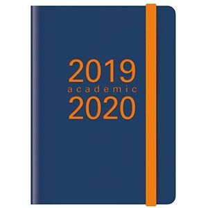 LETTS Schoolagenda Memo A6, 1 week op 2 pagina's, meertalig, Navy Orange 2019/20