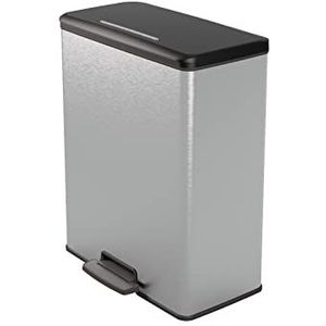 CURVER Deco Bin Afvalemmer van kunststof, metallic zilver, 65 liter