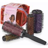 Olivia Garden Multibrush Travel Kit - 4-in-1 ronde borstel met verwisselbare vaten - maten 25, 35, 45, 55 - perfect voor het borstelen en stylen onderweg