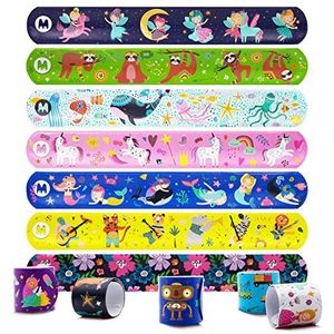 Magicat 12 stuks hoogwaardige clip-armbanden voor kinderen voor jongens en meisjes als verjaardagscadeau, eenhoorn, robot, prinses en andere, 22 centimeters