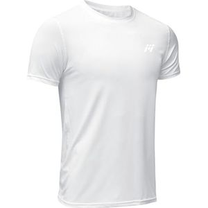 MEETWEE Sportshirt voor heren, hardloopshirt met korte mouwen, mesh, ademend, korte mouwen, trainingsshirt voor heren, wit, L, Wit
