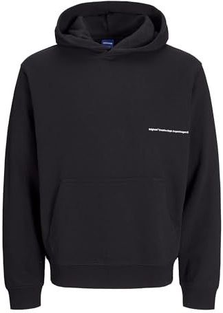 JACK & JONES Jorporto Patroon Sweatshirt Hood Jorporto Patroon Heren Hoodie (1 stuk), zwart., L