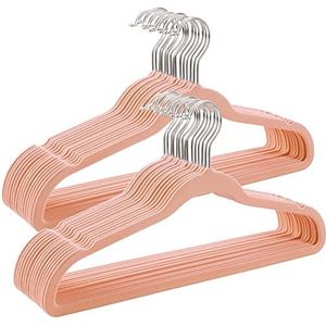 SONGMICS Kleerhangers fluweel, set van 30, beugel, jashanger, 43,5 cm lang, kleerhangers, dun, goed belastbaar, 360° draaibare haak, voor mantels, overhemden en pakken, roze CRF26PK